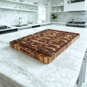 Acacia End Grain Cutting Board — Frontier XXL Relief “Faith • Hope • Love”, photo 6