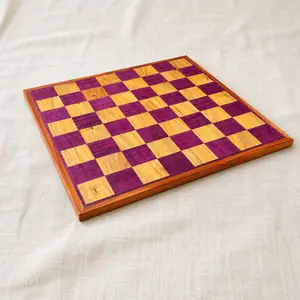 Figured Purpleheart & Canarywood Chess Board, Handmade in Canada, photo 3
