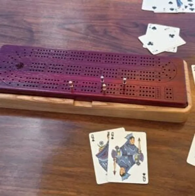 Cribbage Board with Magnetic Storage Base — Padauk & Ash (Ready to Play)