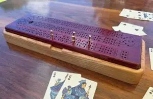 Cribbage Board with Magnetic Storage Base — Padauk & Ash (Ready to Play), photo 2