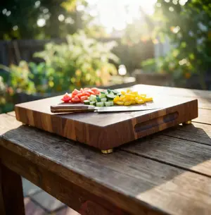 Walnut End Grain Butcher Block — Boreal Relief, Dual Bull’s Head, photo 5