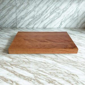 Cherry edge grain cutting board side profile showing thickness, Hearth Homestead